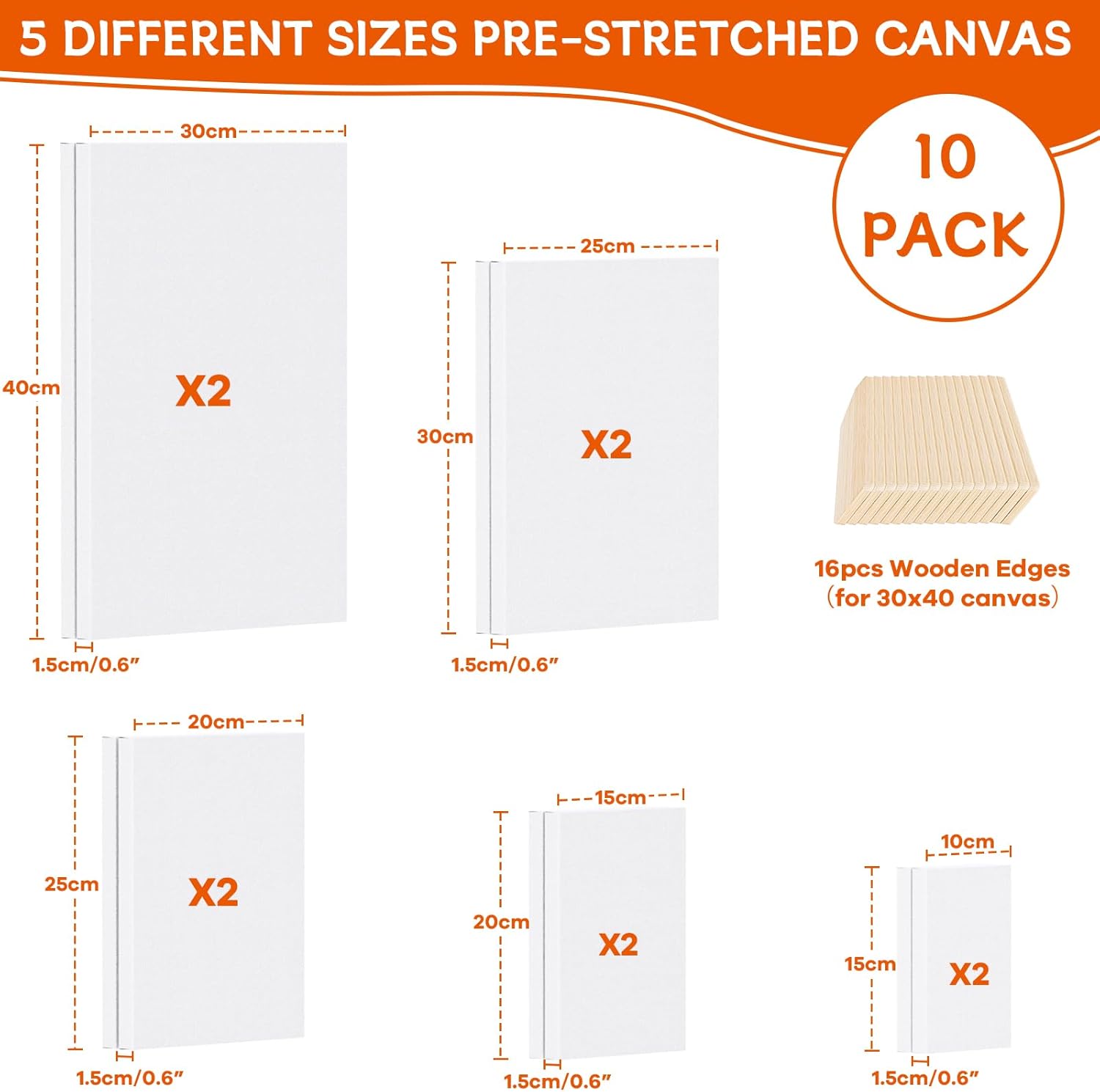 Thumbnail 1 de Koncci Stretched Canvas for Painting (10-pack, multiple sizes)