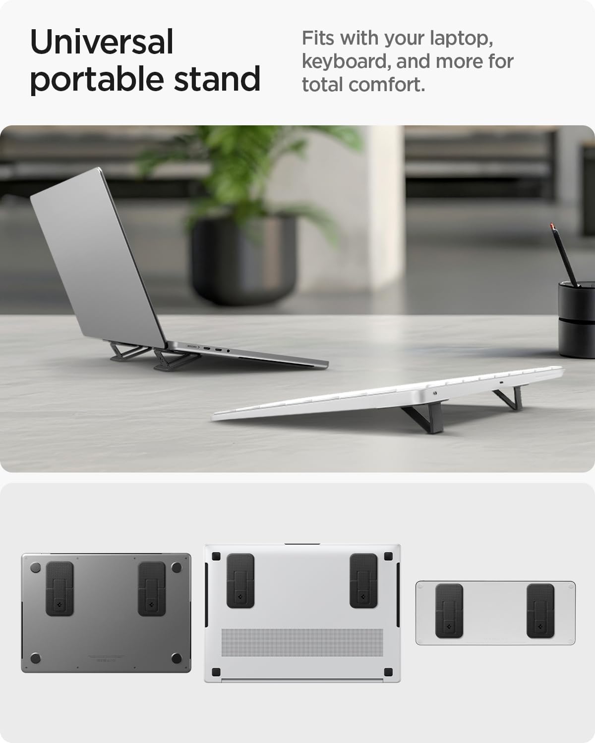 Thumbnail 1 de Spigen Slim Fold Support Ordinateur Portable (lot de 2) : support pliable, antidérapant et adhésif réutilisable
