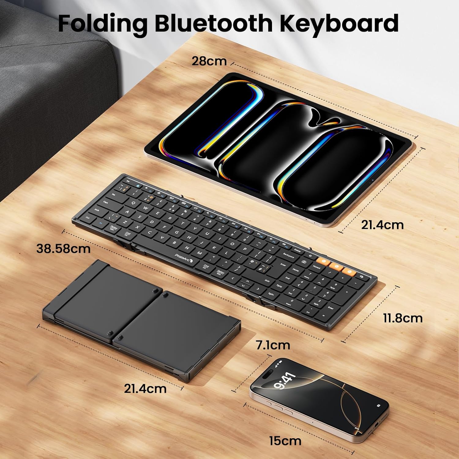 Thumbnail 2 de ProtoArc XK01 Foldable Bluetooth Keyboard Full-size QWERTY UK layout ⌨️
