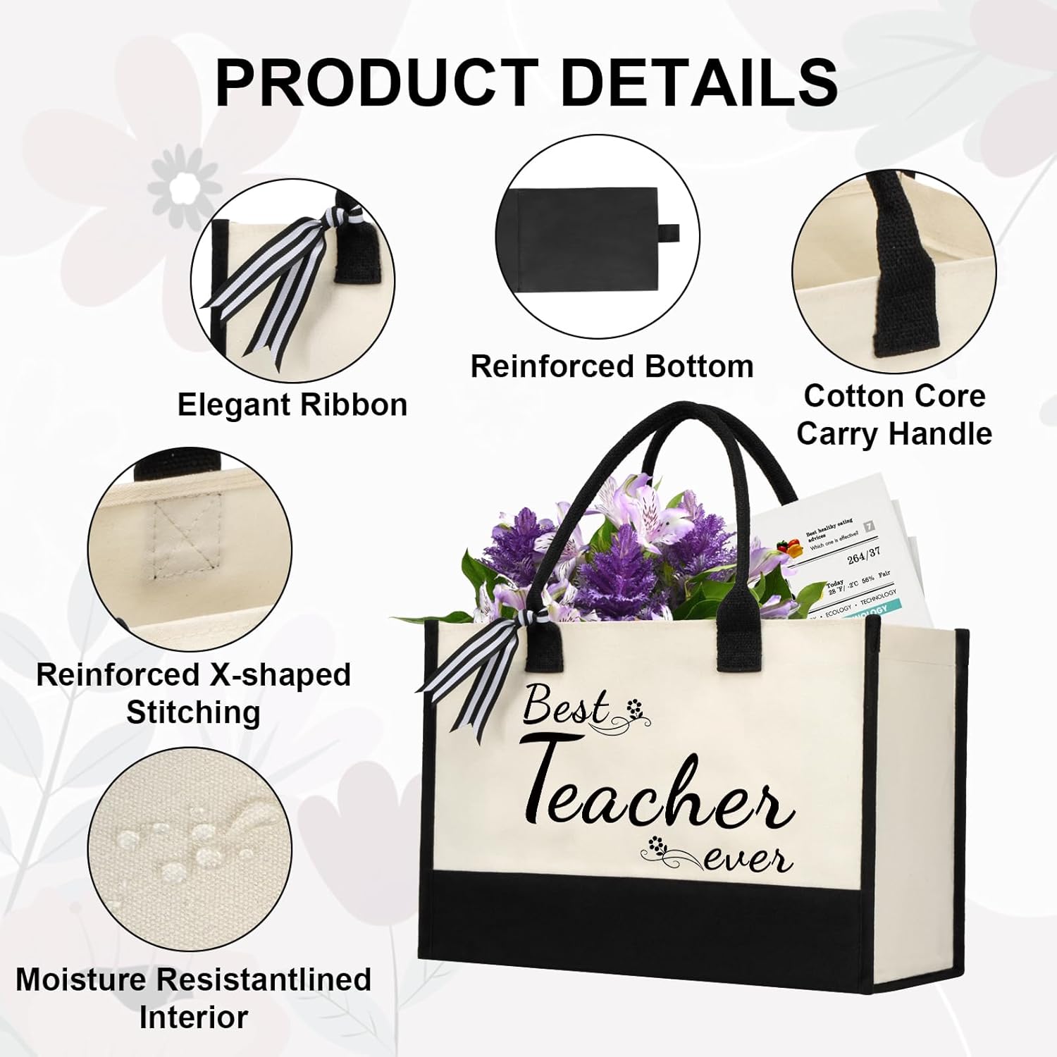 Thumbnail 4 de shenee Initial Canvas Tote Bag: Personalized Beach Tote for Women