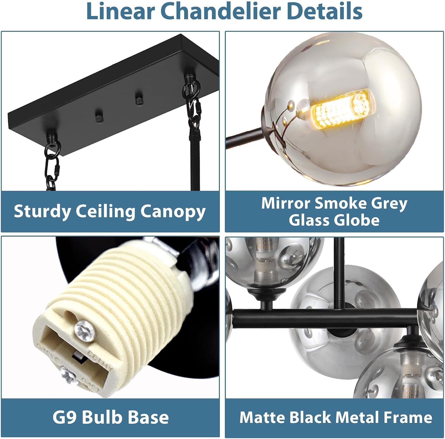 Detalle 2 de Modern linear chandelier, 70-inch