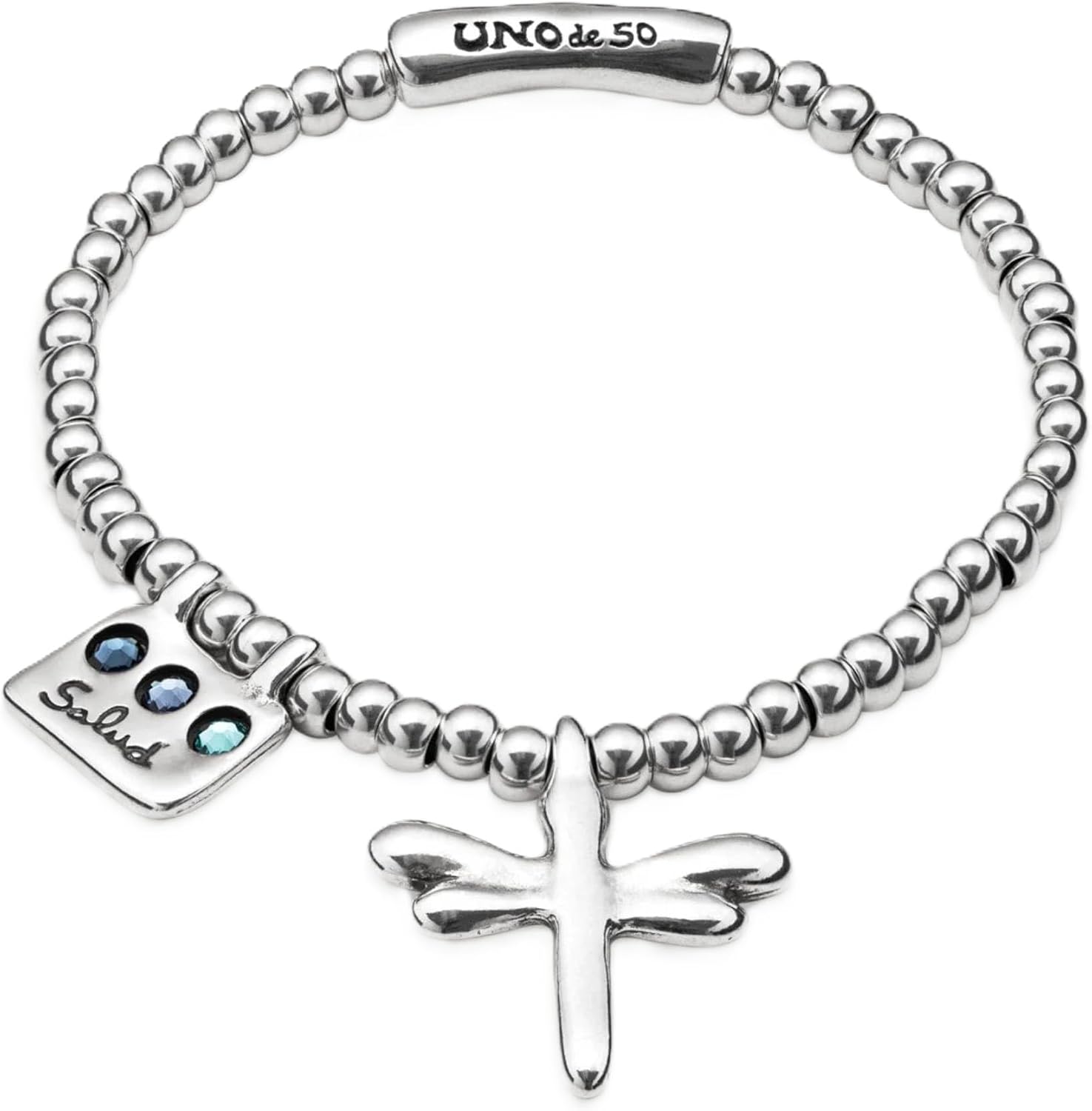 Uno de 50 Bracelet élastique plaqué argent – message Santé