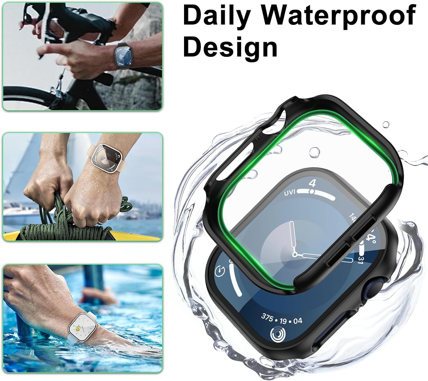 Detalle de 6 Pack Case with Apple Watch Screen Protector 40mm for Series 4/5/SE/6/SE3/SE2/SE, Hard PC Bumper with Anti-Fog HD Tempered Glass Face Cover