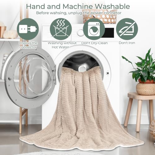 Thumbnail 5 de PROALLER Electric Throw Blanket 130x160cm in Beige with Overheat Protection