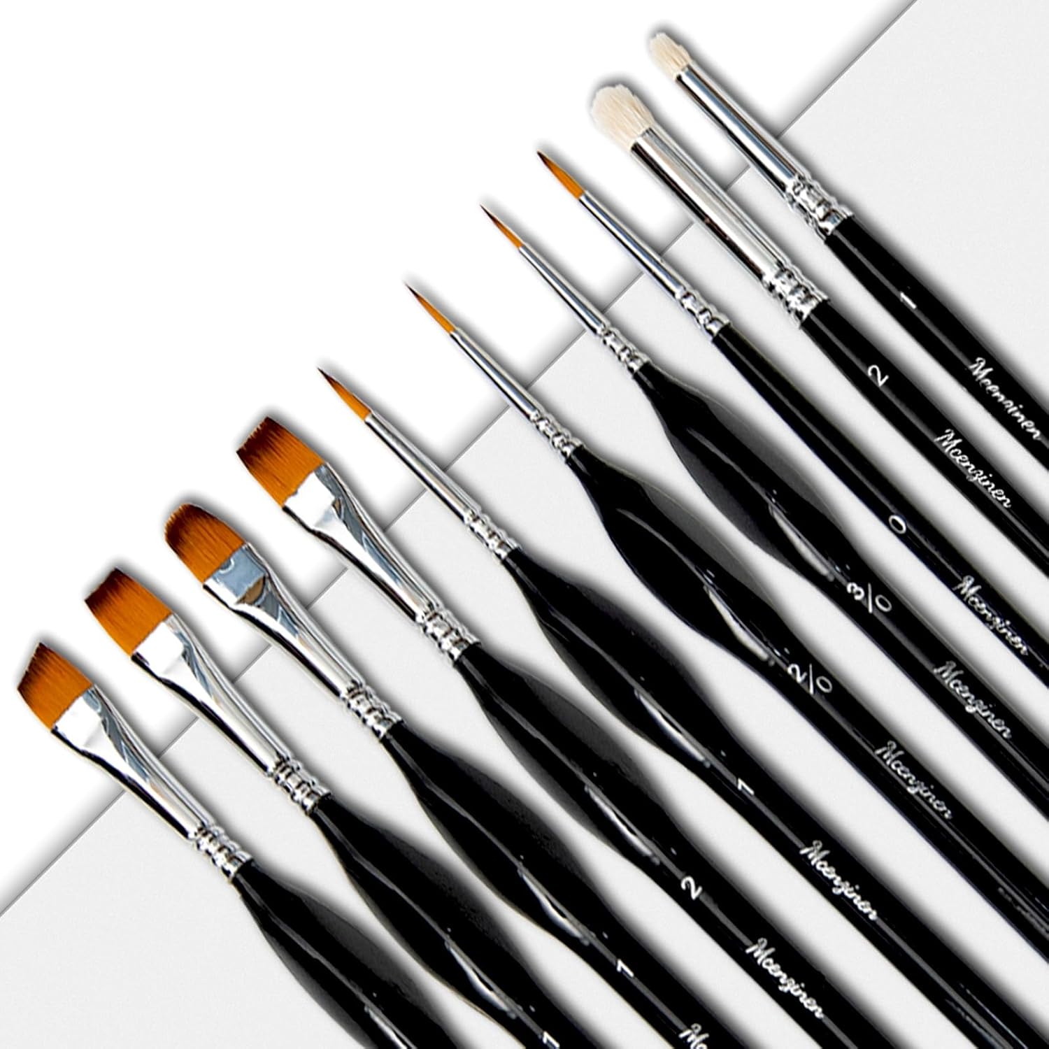Thumbnail 6 de Mcenzinen 10 Pcs Exquisite Detail Paint Brush Set with Copper Tube and Triangular Birch Handle
