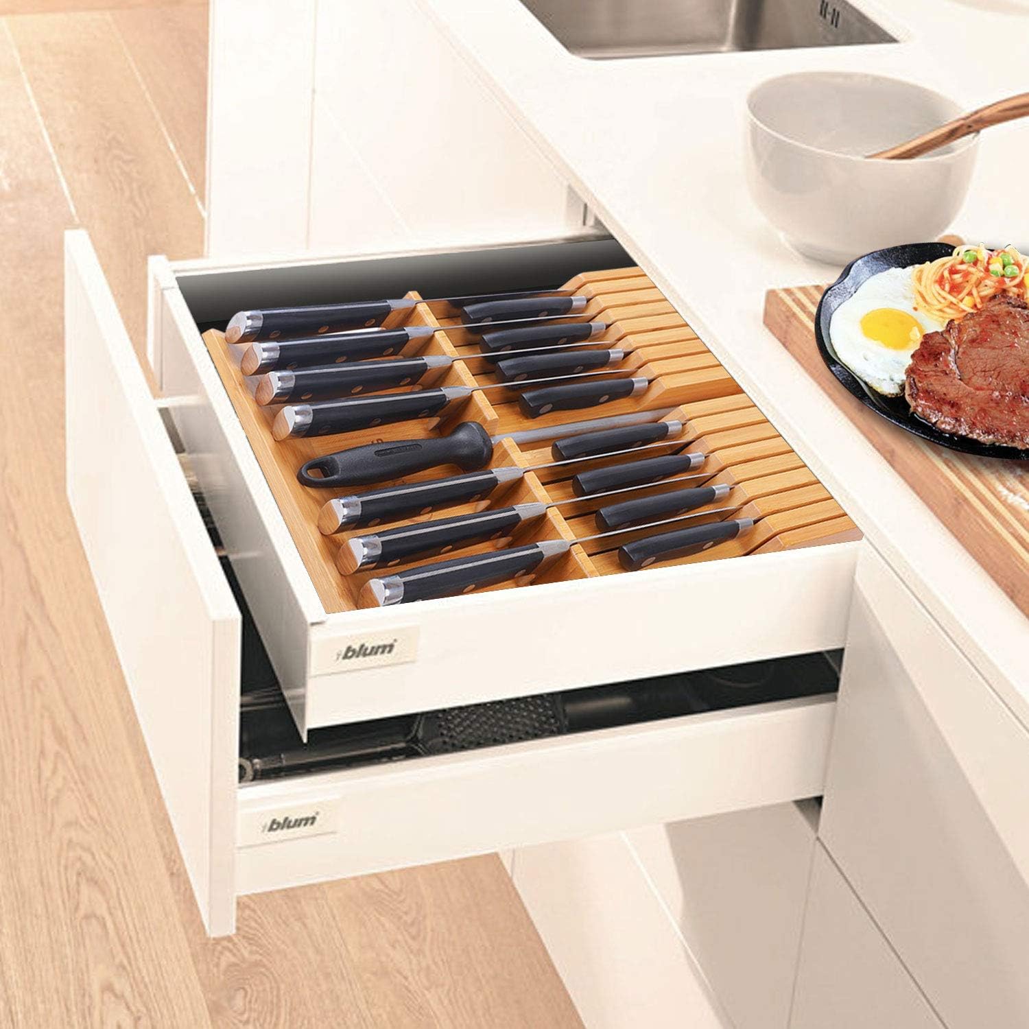Thumbnail 5 de Utoplike In-drawer Knife Block 16-slot Bamboo Organizer