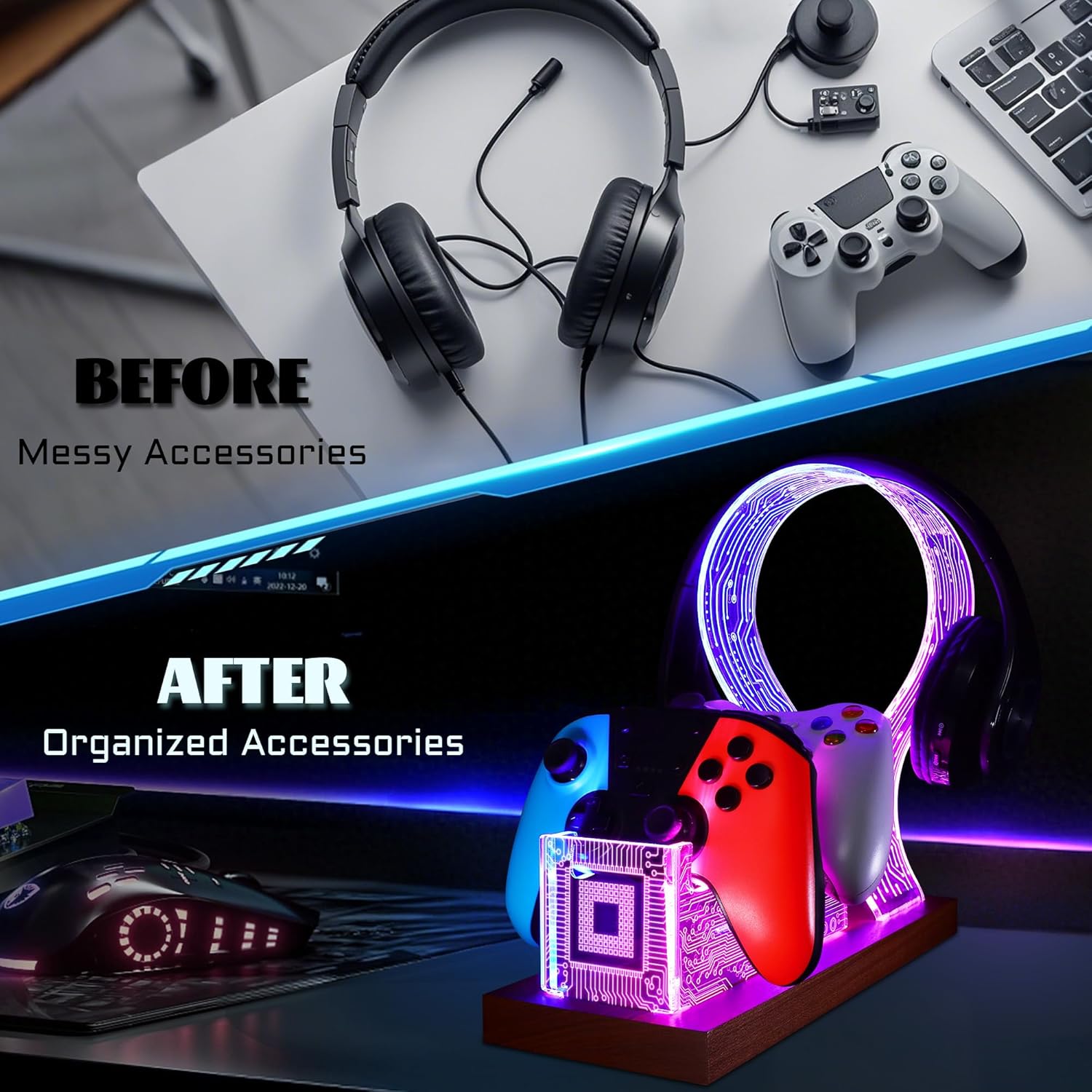 Thumbnail 4 de YuanDian Gamer Stand: Schulter Headset- und Controller-Ständer mit LED-Nachtlicht
