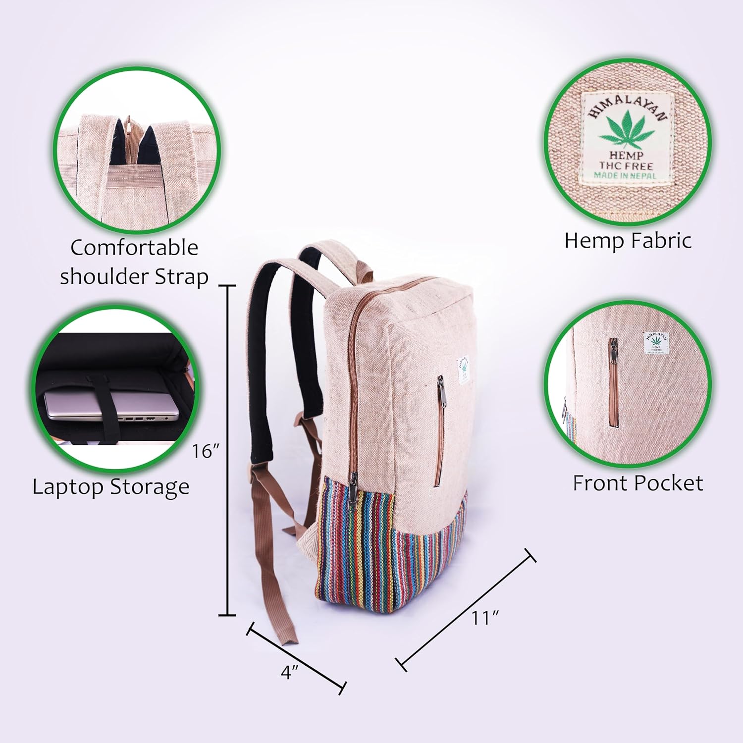 Thumbnail 6 de Anitya Hemp Backpack, Wild Hemp and Cotton