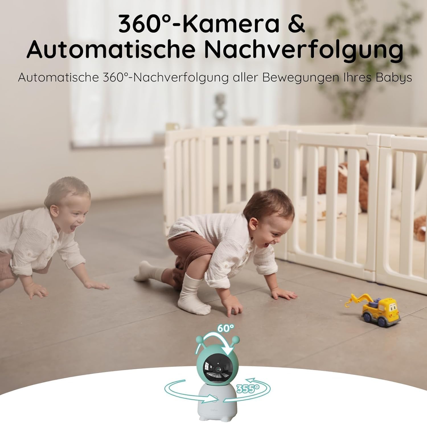 Thumbnail 4 de BOIFUN 2K WLAN Babyphone mit Kamera, App und 5-Zoll-Monitor (IR-Nachtsicht, 360°-Kamera, Sensoren)