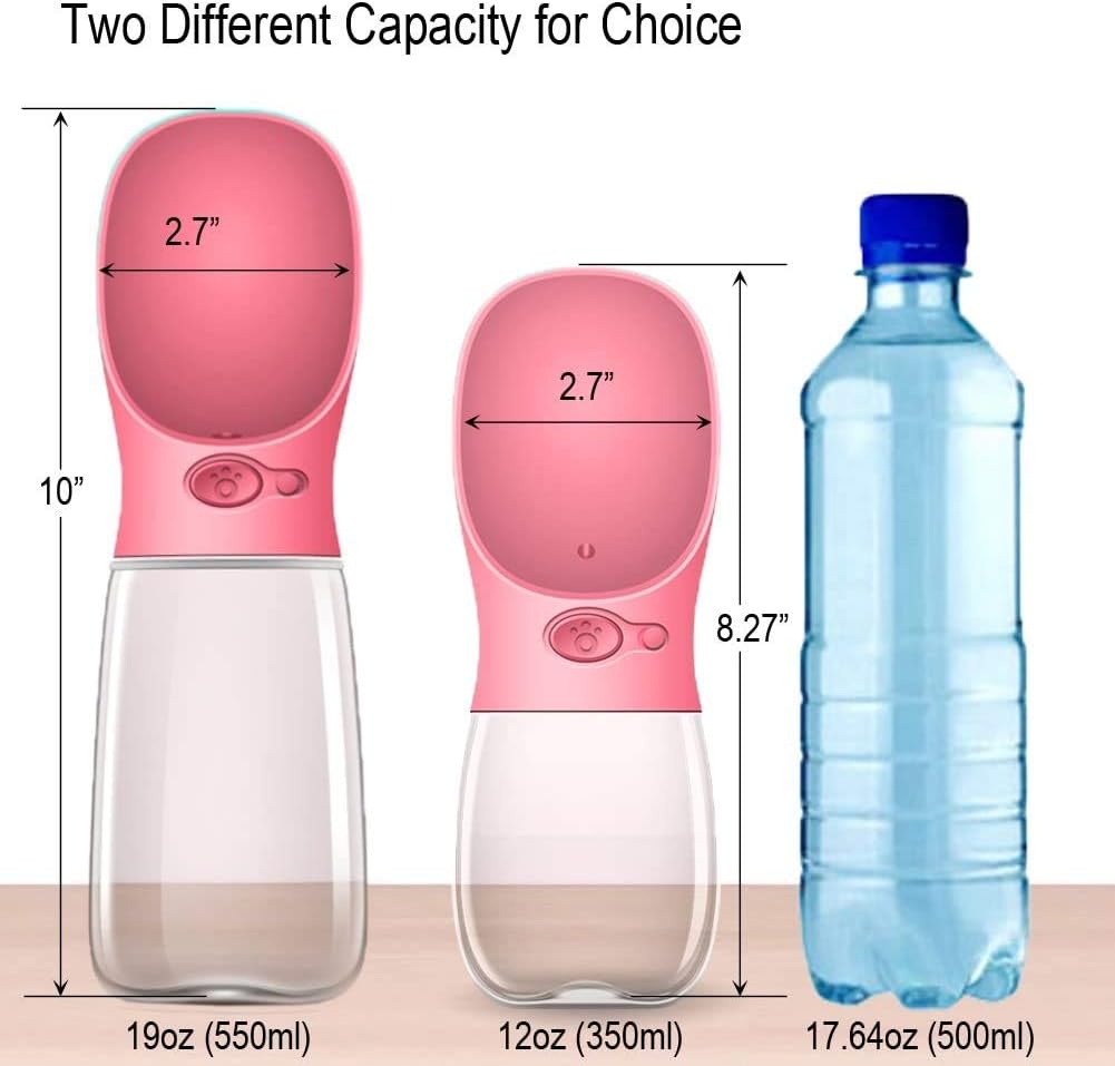 Thumbnail 4 de COTOP Hundetrinkflasche für unterwegs (rosa) – tragbare Wasserflasche mit Reise-Trinknapf, 550 ml, BPA-frei