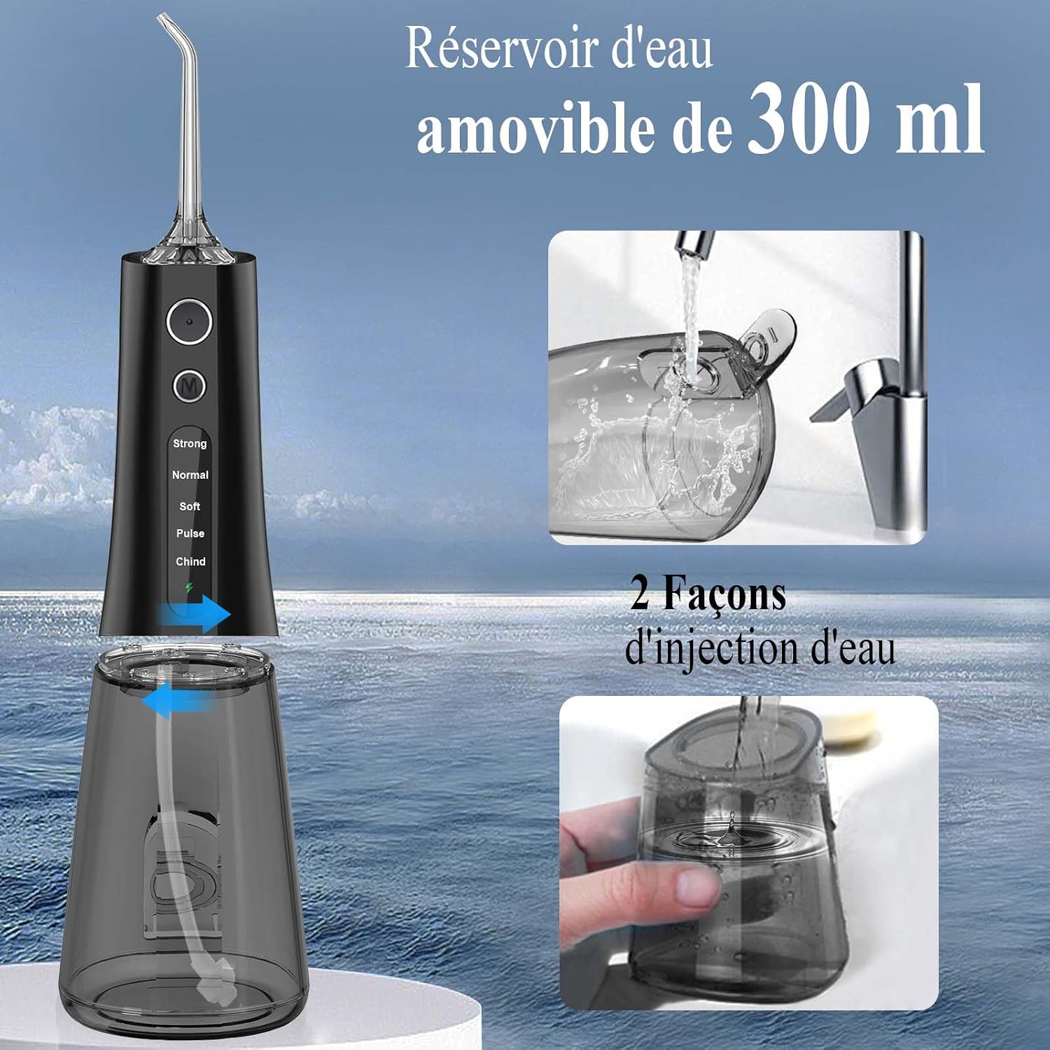 Detalle de SURFOU Jet Dentaire Hydropulseur Professionnel – Irrigateur dentaire alimenté par USB