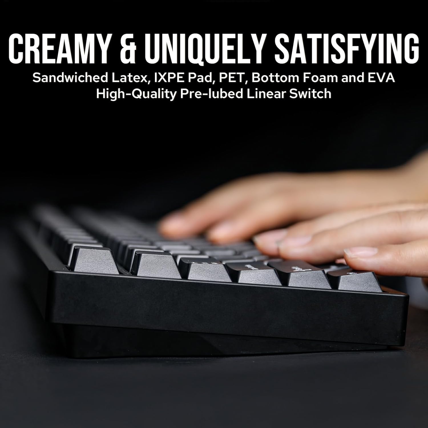 Thumbnail 4 de EPOMAKER P87 TKL Aluminum Wireless Mechanical Keyboard (QMK/VIA, metal knob) – Black with Wisteria Linear