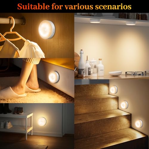 Detalle 2 de Lot de 6 veilleuses LED avec détecteur de mouvement - daphomeu, 12 LEDs, 3 modes, USB rechargeable