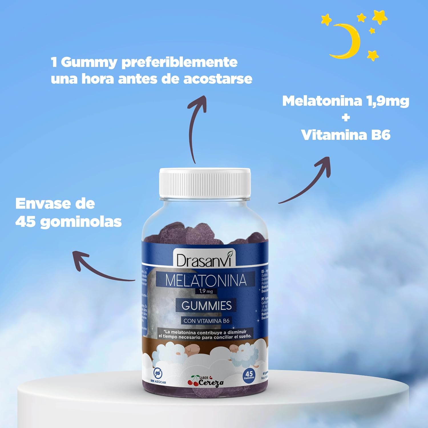 Detalle 1 de Drasanvi Melatonina Gominolas 1,9 mg 45 ud