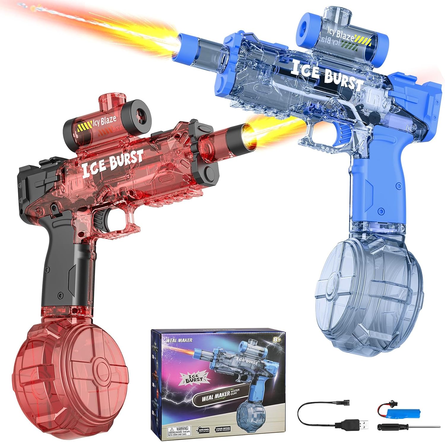 Thumbnail 6 de Elektrische Wasserpistole für Kinder und Erwachsene – Vollautomatisch mit LED, Sound und USB-Akku (360 ml, 8 m Reichweite)