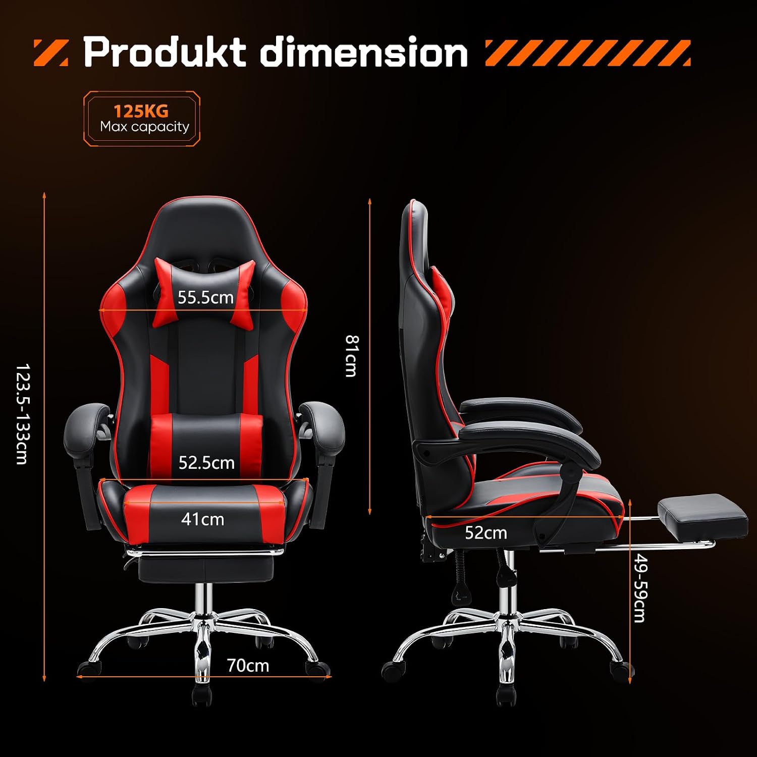 Thumbnail 2 de Sweetcrispy Gaming Stuhl – Ergonomischer Bürostuhl mit Fußstütze, Lendenkissen und verstellbarer Rückenlehne
