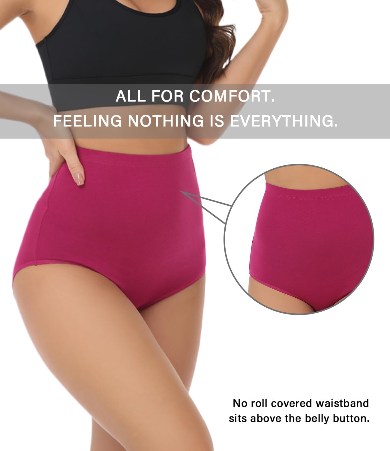 Detalle de wirarpa Damen-Slips aus Baumwolle, super hohe Taille – 4er Pack