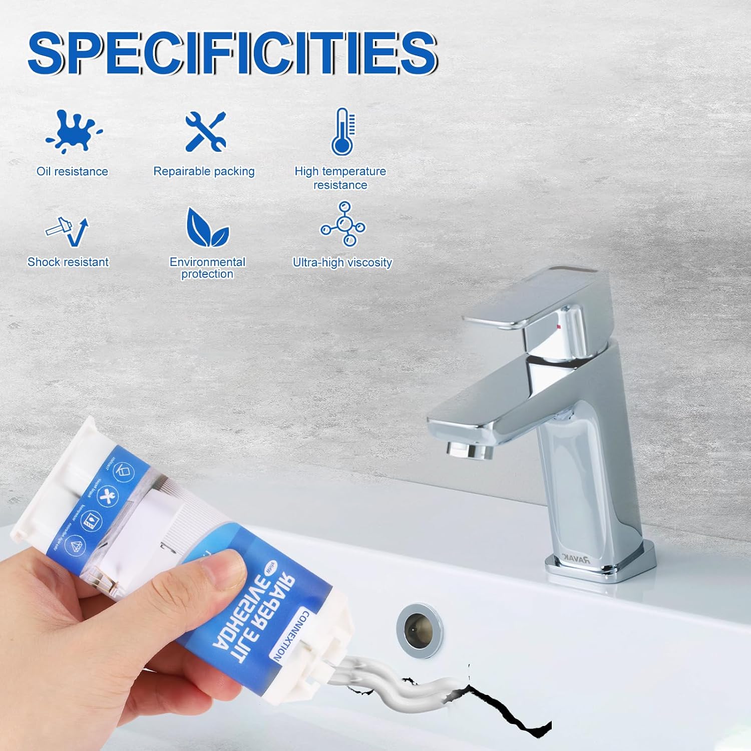 Detalle de Connextion OJD-06135 White Bathtub Repair Kit, 100 g Resin Paste