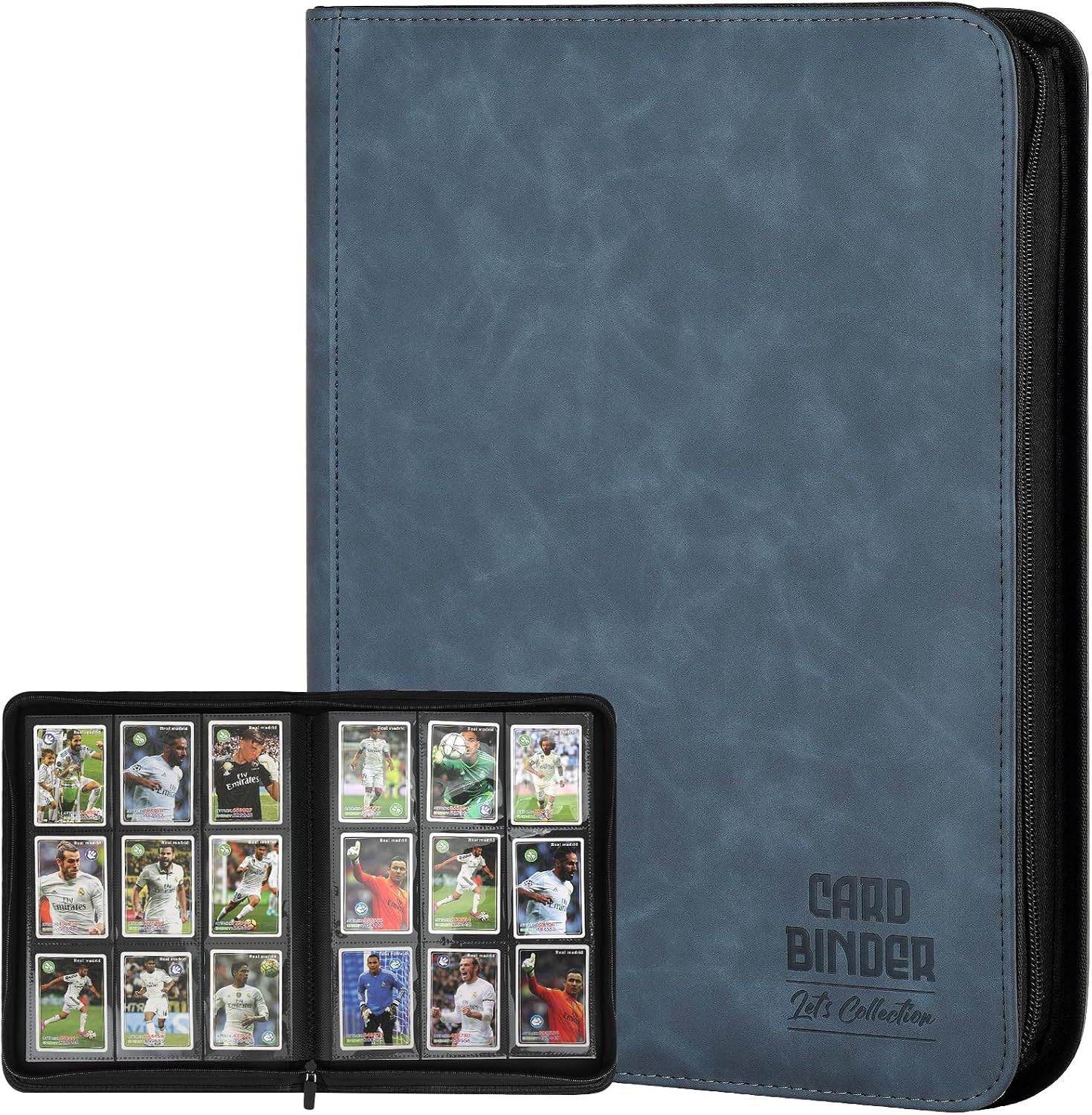 Detalle de Arkeiliy Cardbinder-blue Trading Card Binder, 540 Pockets, Blue PU