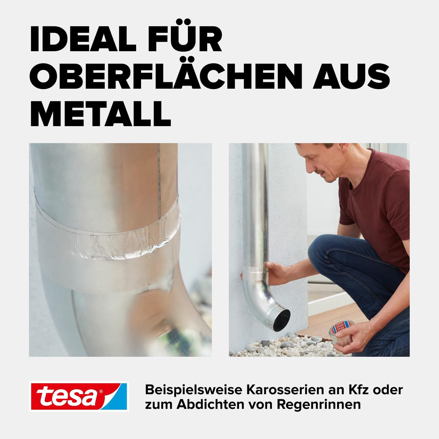 Thumbnail 5 de tesa Aluminium Klebeband 10 m x 50 mm – selbstklebendes Aluminiumband für Reparaturen an metallischen Oberflächen