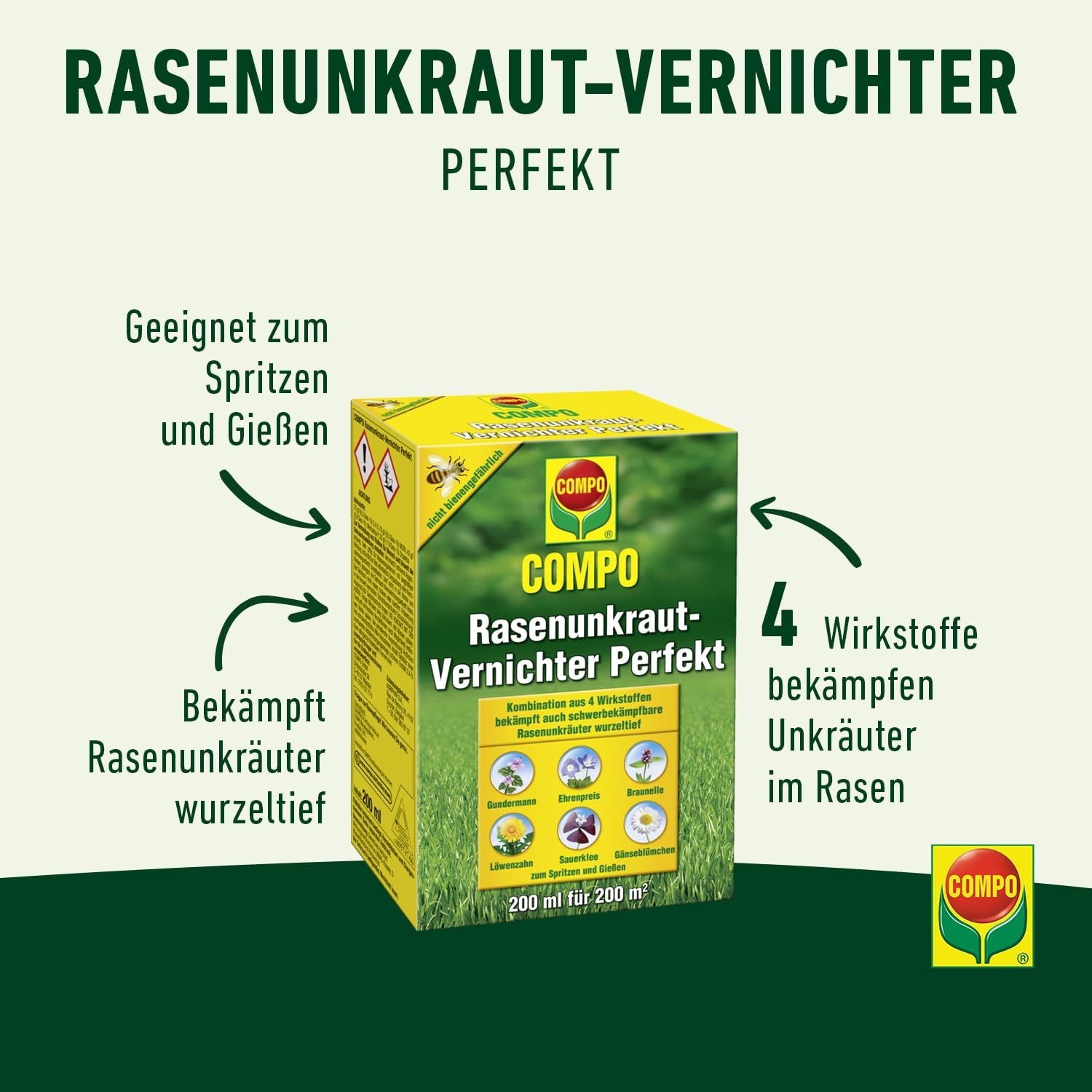Thumbnail 1 de COMPO Rasen Unkrautvernichter Perfekt – Konzentrat 200 ml (für 200 m²)