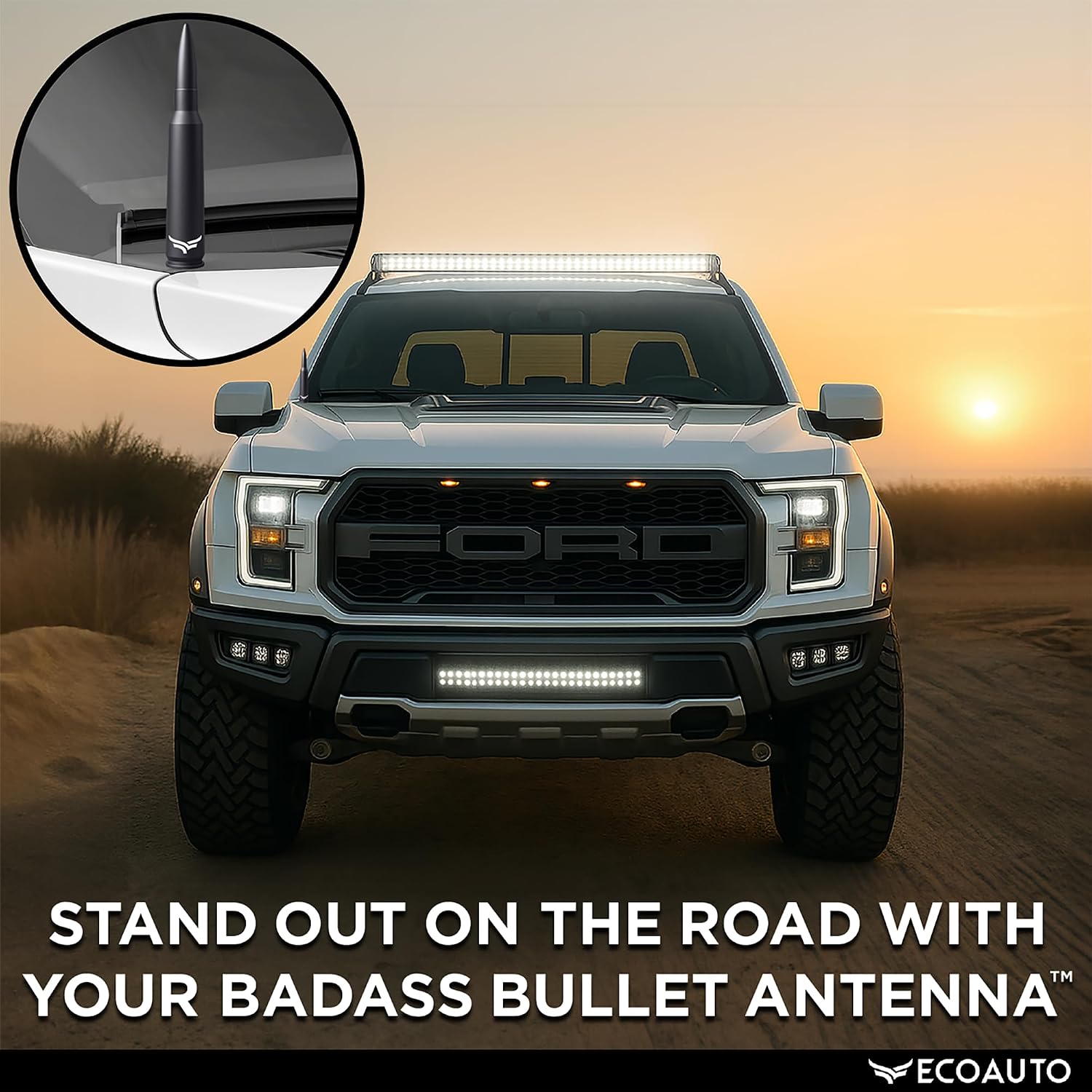 Thumbnail 3 de EcoAuto 50 Cal Bullet Antenna for Ford F150