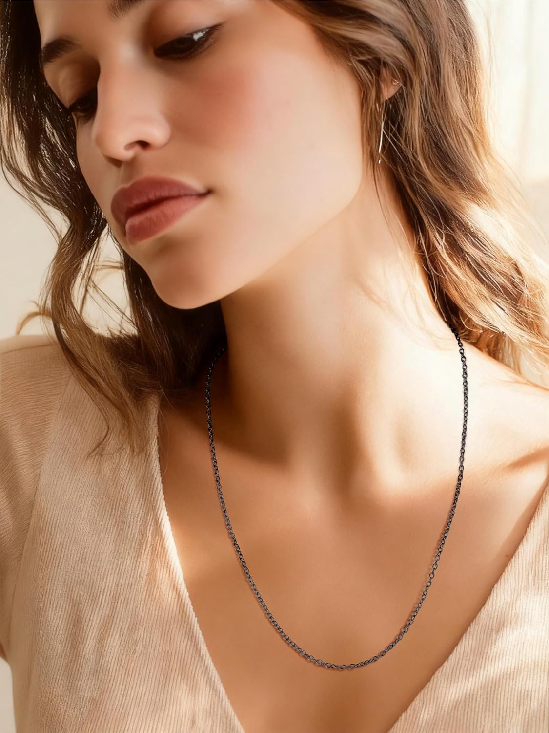 Thumbnail 6 de Collier ChaînesPro pour femme en acier inoxydable 2 mm, design rolo simple (46 à 76 cm) – argenté, or, or rose ou noir