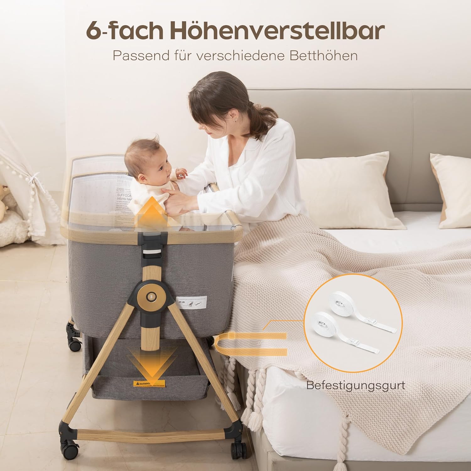Detalle de Maydolly 3-in-1 Baby Beistellbett bis 15 kg