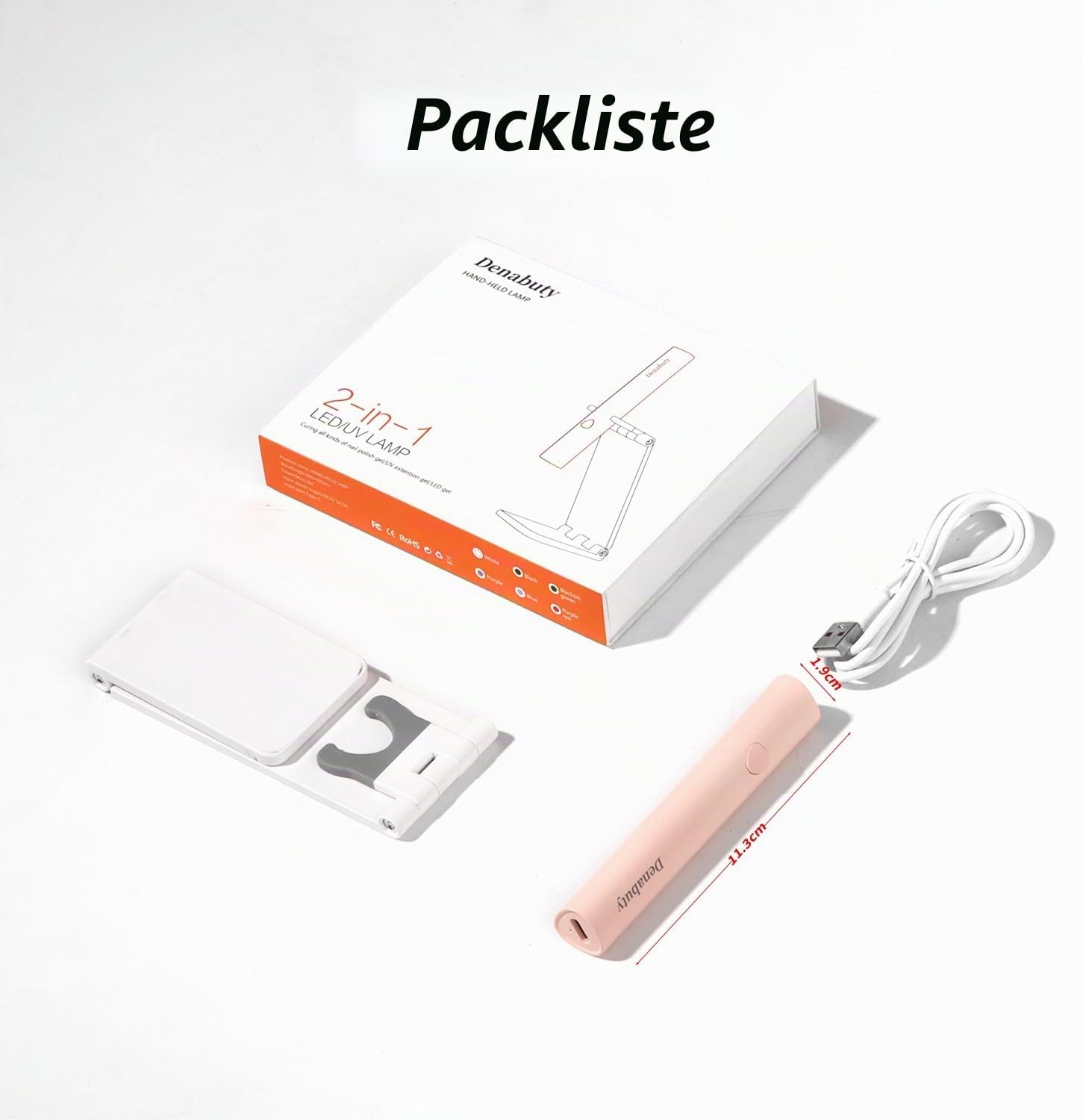 Thumbnail 5 de Denabuty UV-Lampe für Gelnägel – mini UV/LED für Nägel, wiederaufladbar mit Ständer (rosa)