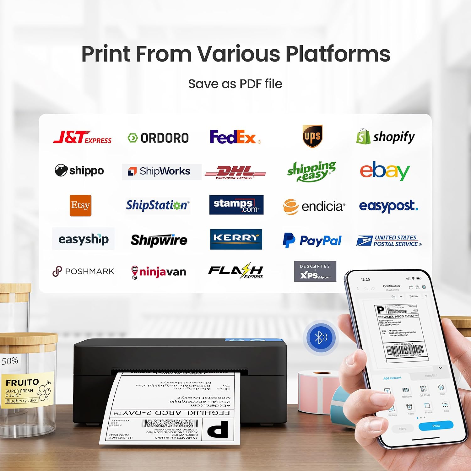 Thumbnail 6 de ETIKEZ Bluetooth Shipping Label Printer: 4x6 Thermal Printer for Business Parcels