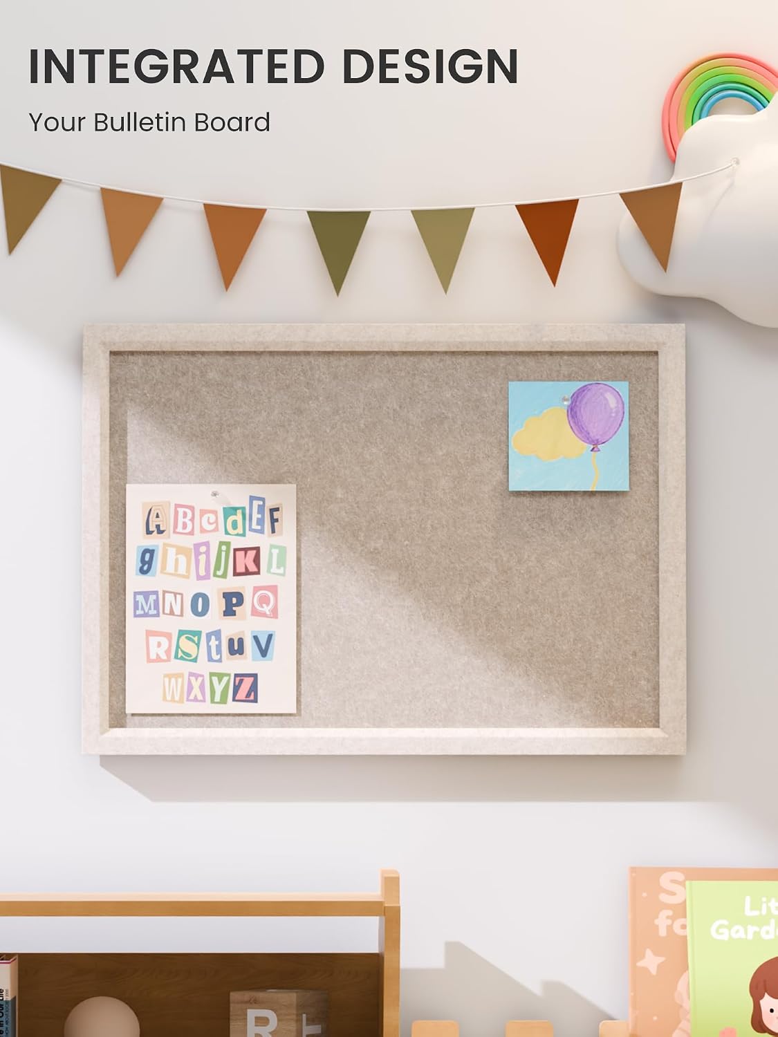 Thumbnail 6 de Fluxynara FZBB-HT18-4030-DC_LC Felt Bulletin Board, 15.7" x 11.8", Khaki