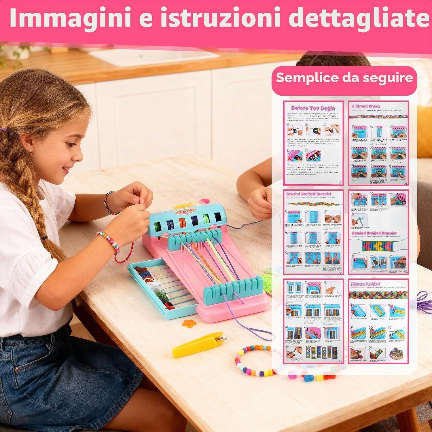 Detalle de Kit artigianale per braccialetti dell'amicizia 3 in 1 – creatività per bambini 6–12 anni