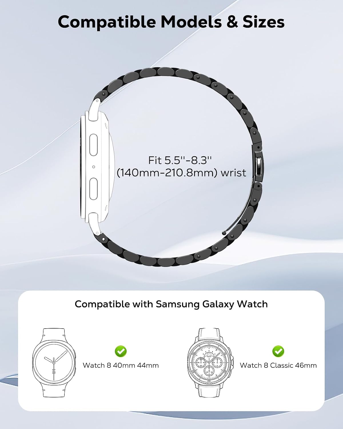 Detalle 2 de MoKo Bracelet Fin en Métal pour Samsung Galaxy Watch 8 / Classic 46 mm – Acier inoxydable, réglable