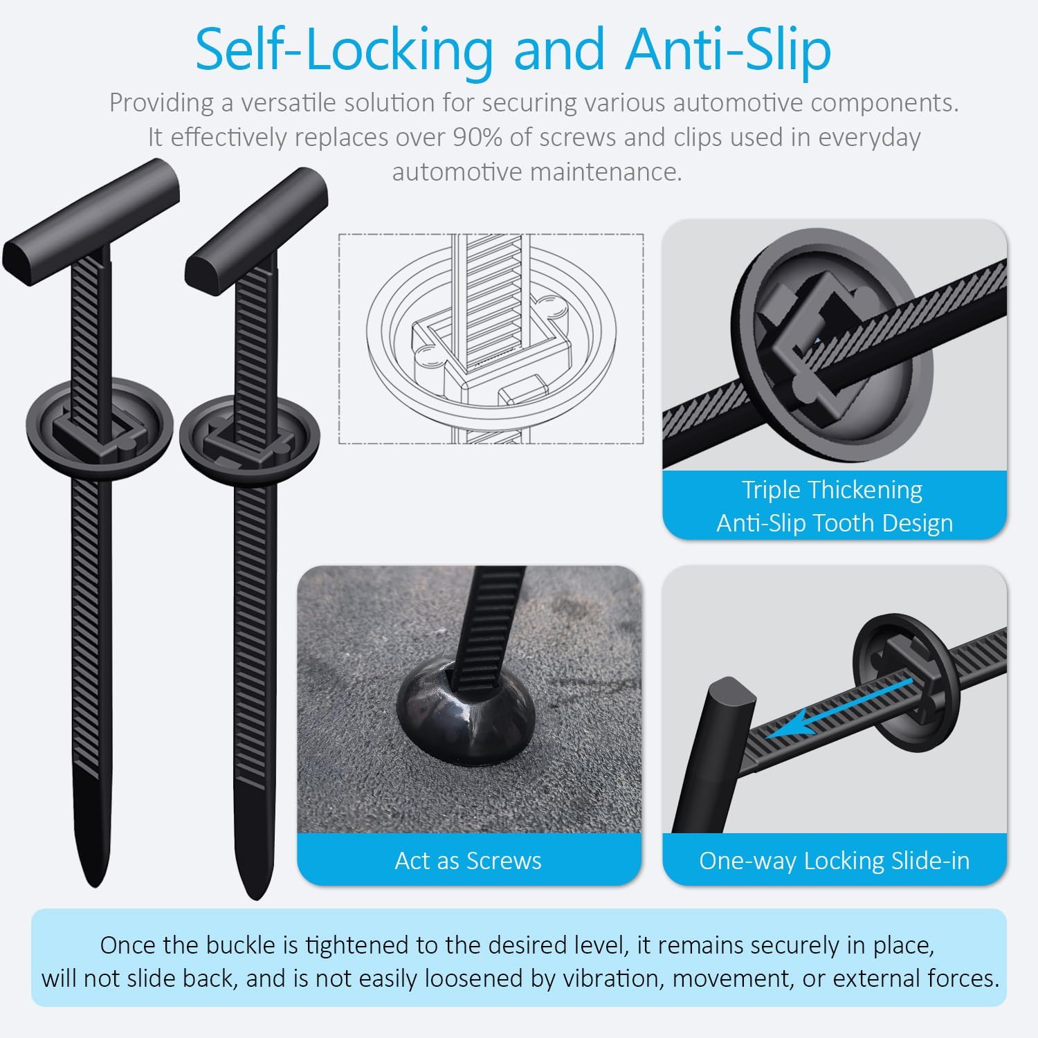 Thumbnail 3 de 50Pcs Nylon Universal Cable Tie Buckles for Repairs