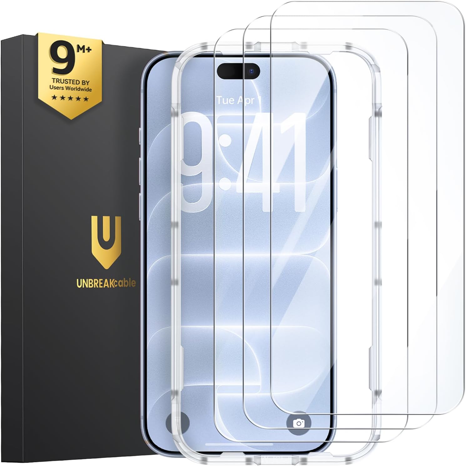 Detalle de UNBREAKcable UBXi1012 3-Pack Tempered Glass Screen Protectors for iPhone 18 Pro