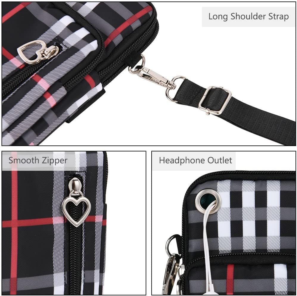 Detalle de Aucuu Petit Sacoche Telephone Portable Femme avec Bandoulière Réglable — Nylon imperméable et multiples poches