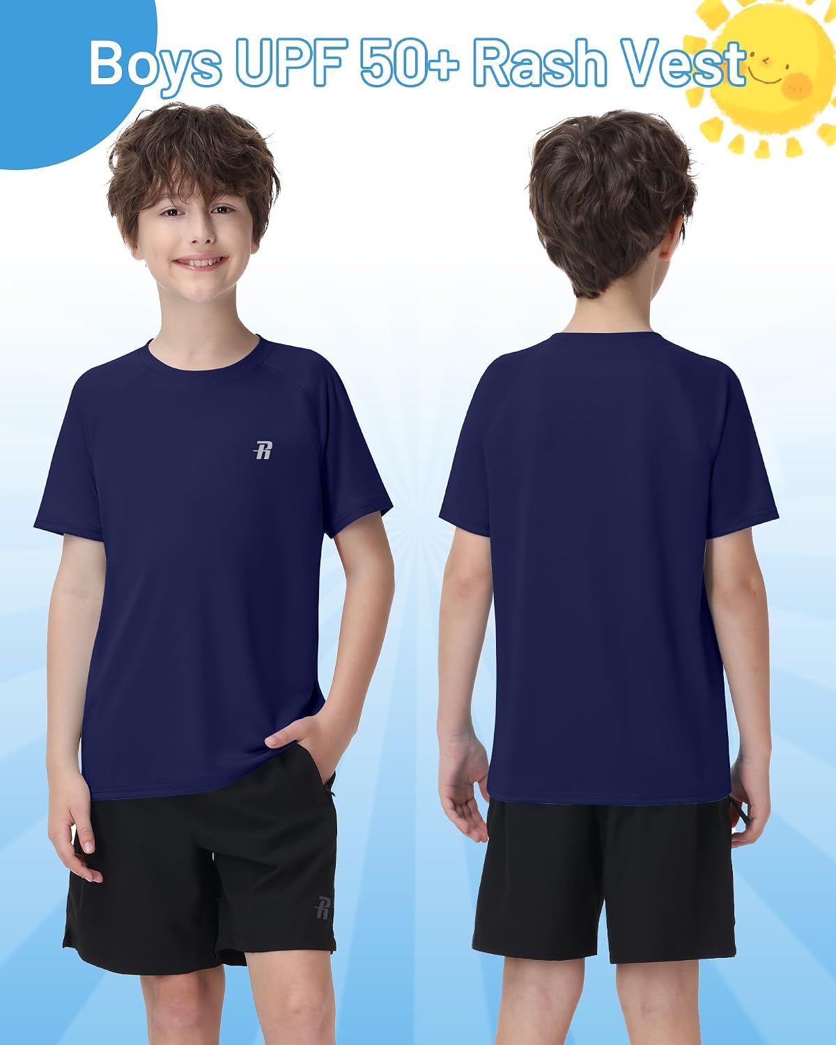 Detalle 2 de Runhit Kids Rash Vest Short Sleeve with UPF 50+ Sun Protection
