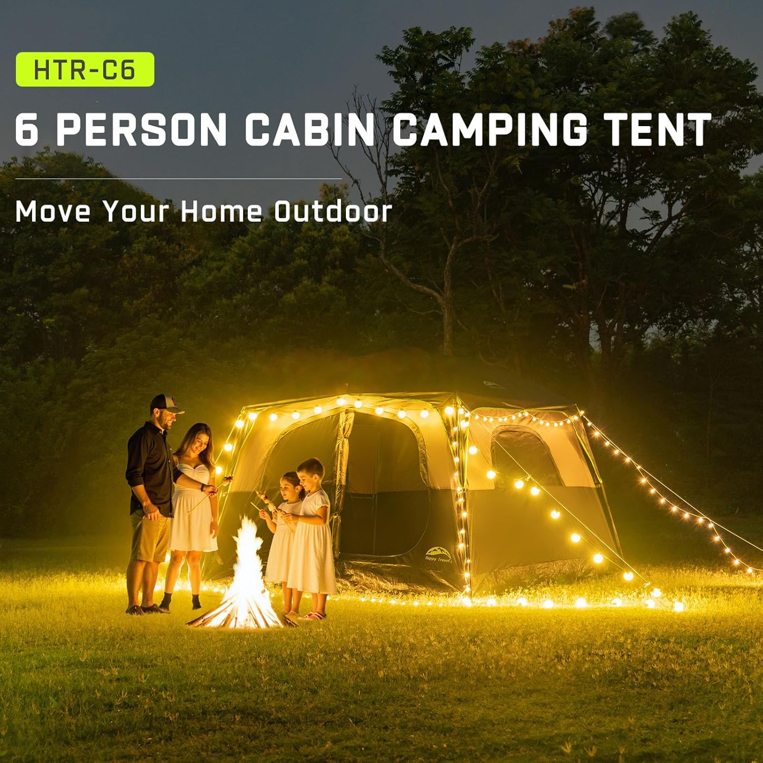Thumbnail 6 de Happy Travel Tent 6 Person: Spacious, Weather-Ready Family Cabin Shelter