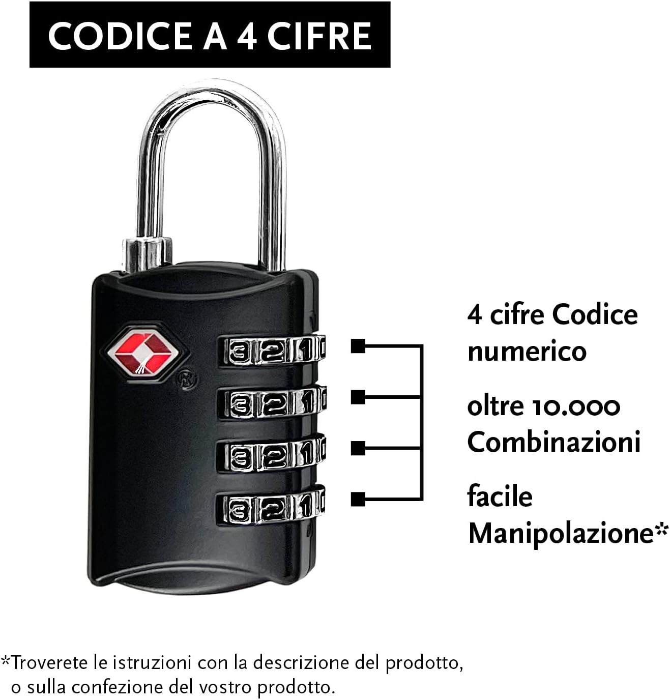 Detalle 2 de Lucchetti TSA con codice a 4 cifre 4 pezzi