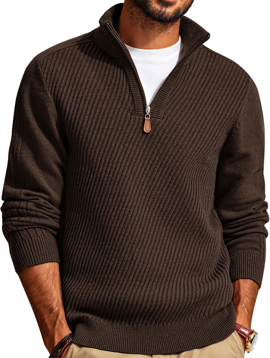 Detalle 2 de PJ PAUL JONES Rollkragenpullover 1/4 Zip Langarm Hoodie