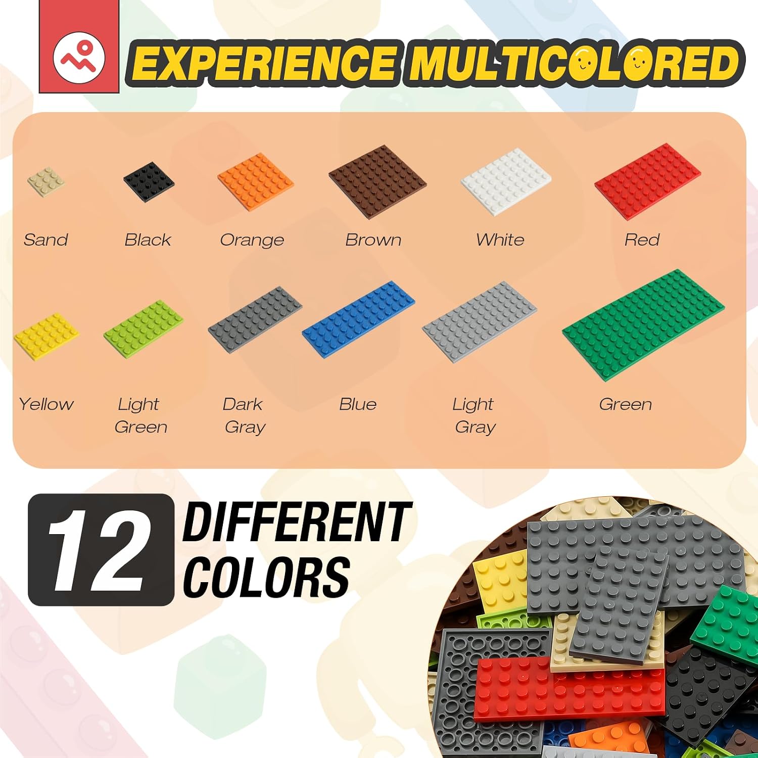 Thumbnail 2 de HUIZDQ 150 Platten-Set für Bauplatten: 12 Größen in Classic/Random Color, kompatibel mit vielen Marken