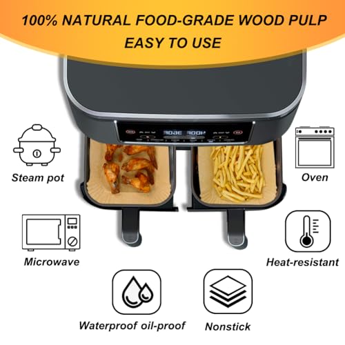 Detalle 2 de BYKITCHEN Papier cuisson air fryer Ninja Double Stack XL — 120 feuilles, pratique et propre