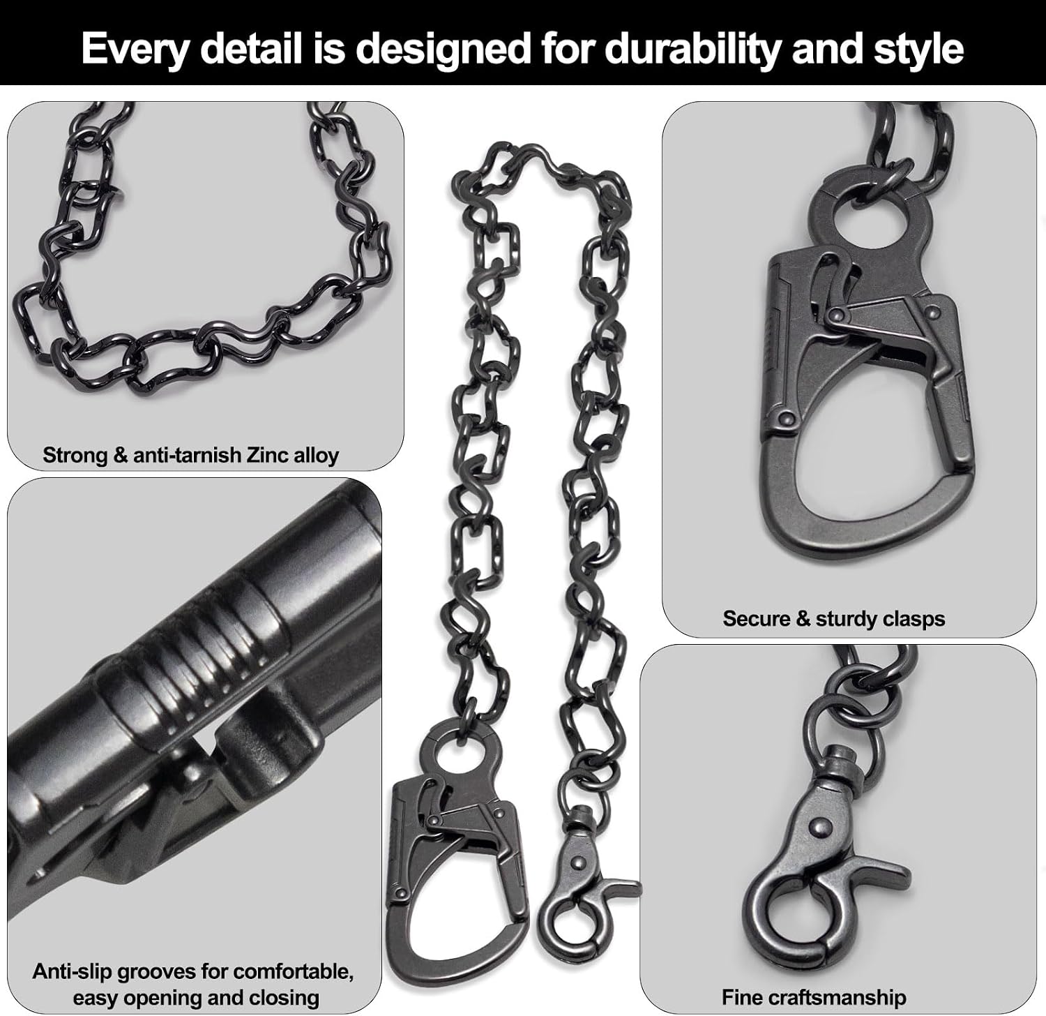 Thumbnail 5 de Ahiller Heavy Duty Wallet Chains for Men - Double-Lock Anti-Theft Keyring Clip