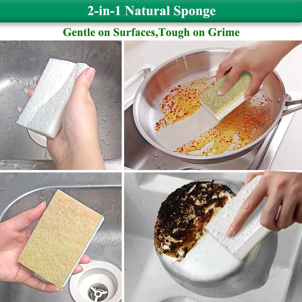 Thumbnail 1 de Eco Washing Up Sponges 12 Pack — Natural Cellulose & Sisal non-scratch heavy duty dish sponges