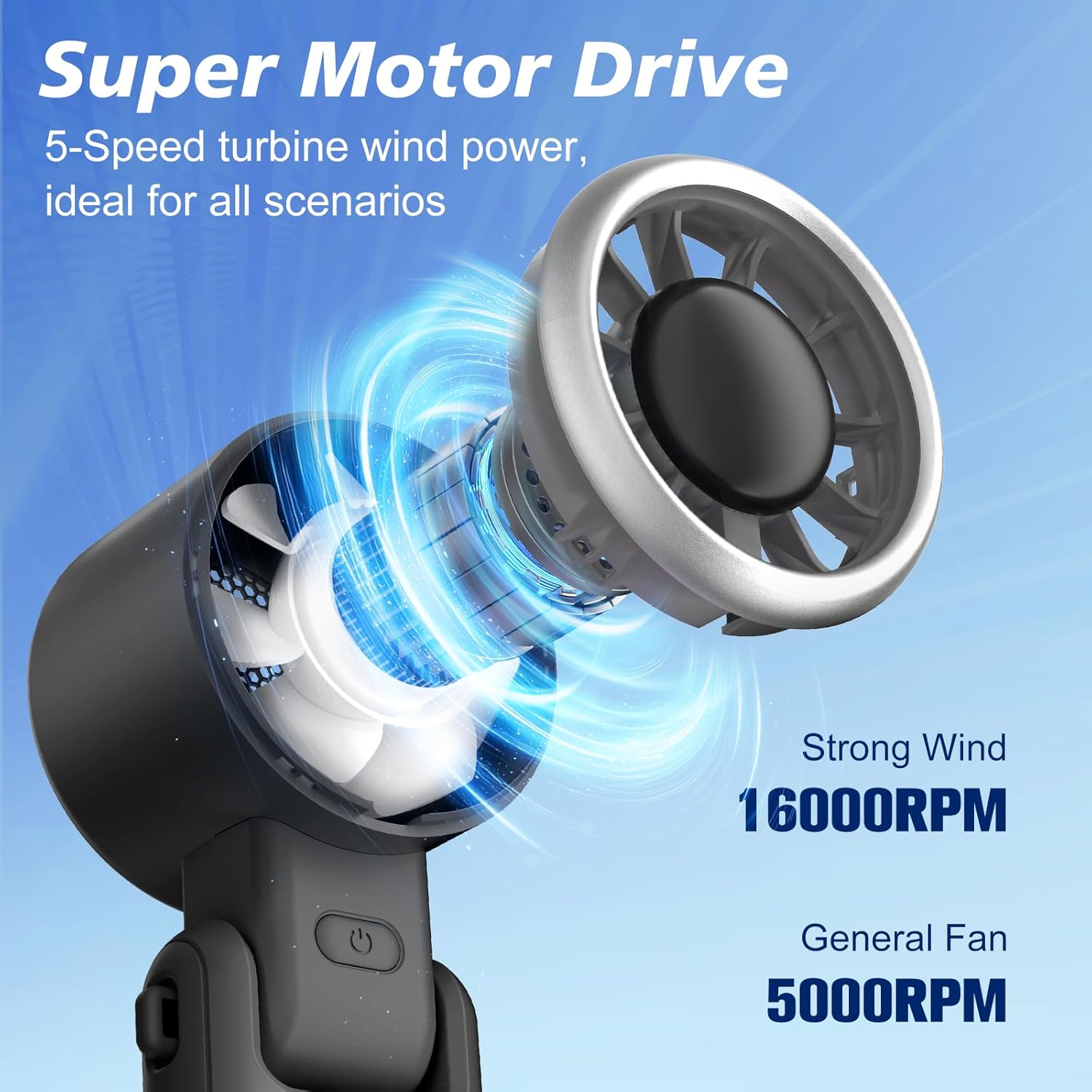 Thumbnail 2 de WHATOOK Handheld Rechargeable Fan (5-speed, LED display, foldable desk/hand design)