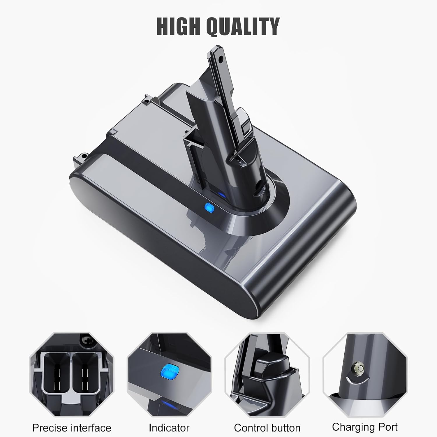 Detalle de Vunzo batteria di ricambio 6000 mAh per Dyson SV11 (V7) con indicatore di livello