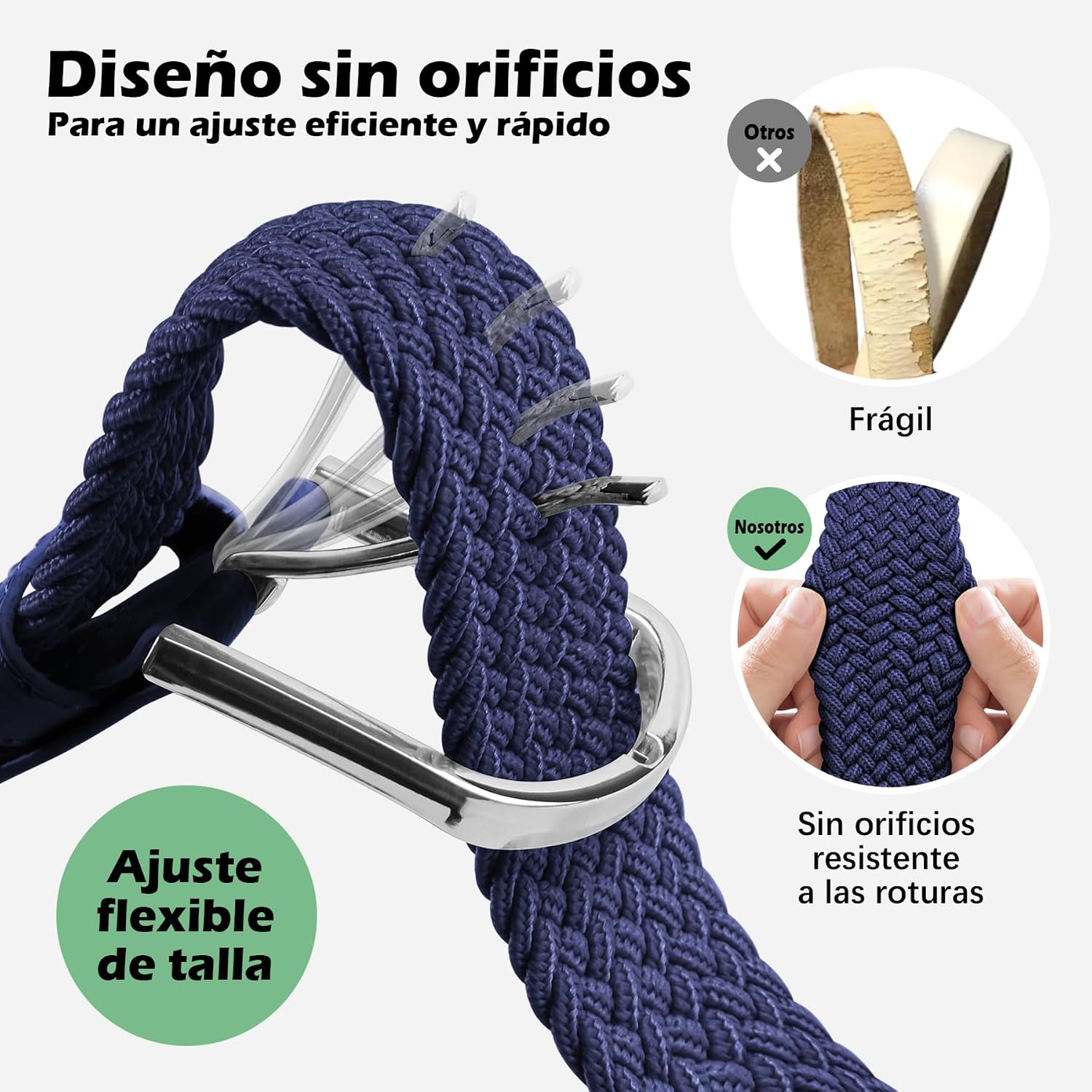 Detalle 2 de TANGCHAO Pack 2 cinturones elásticos sin agujeros
