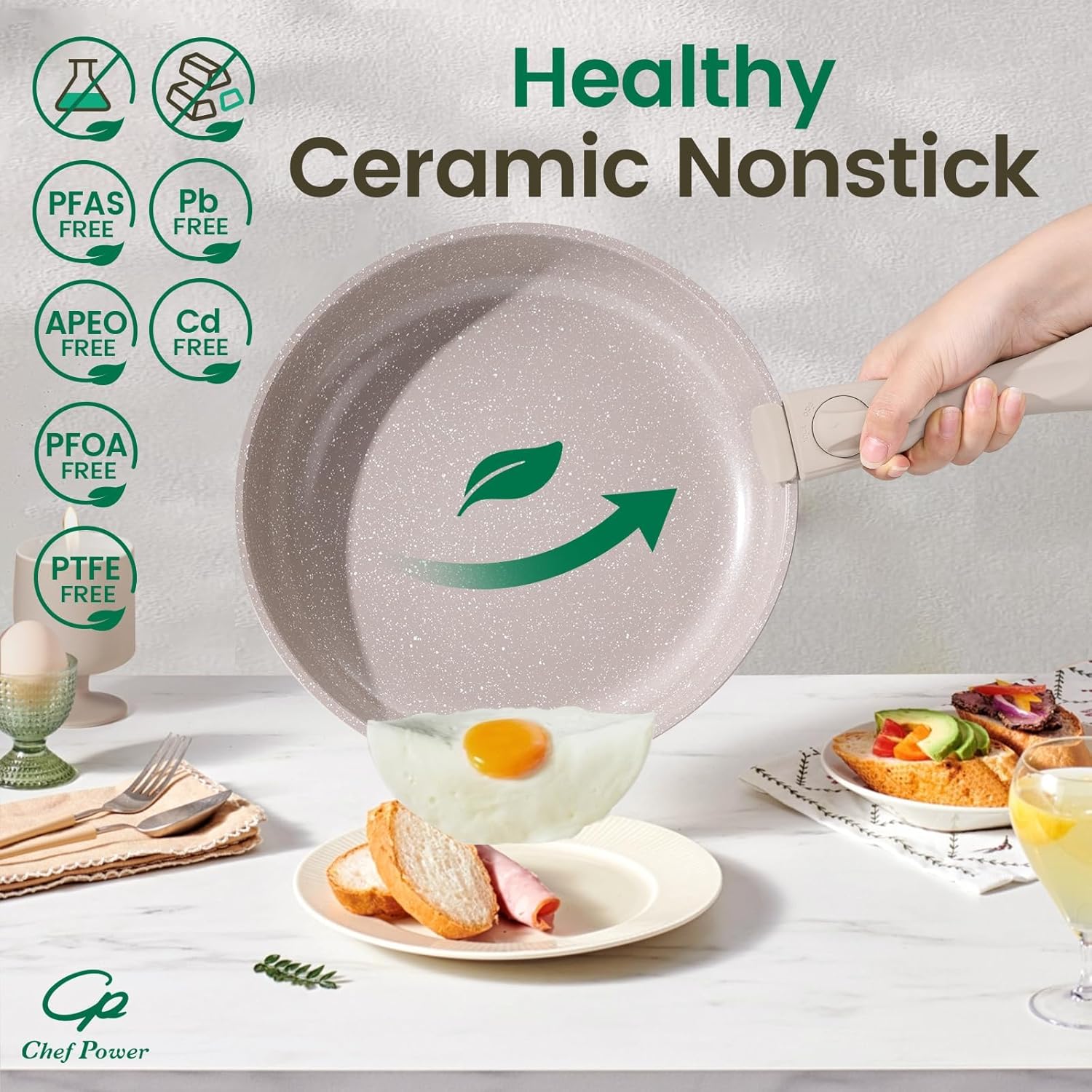Thumbnail 3 de Chef Power Ceramic Nonstick Cookware Set 19-Piece