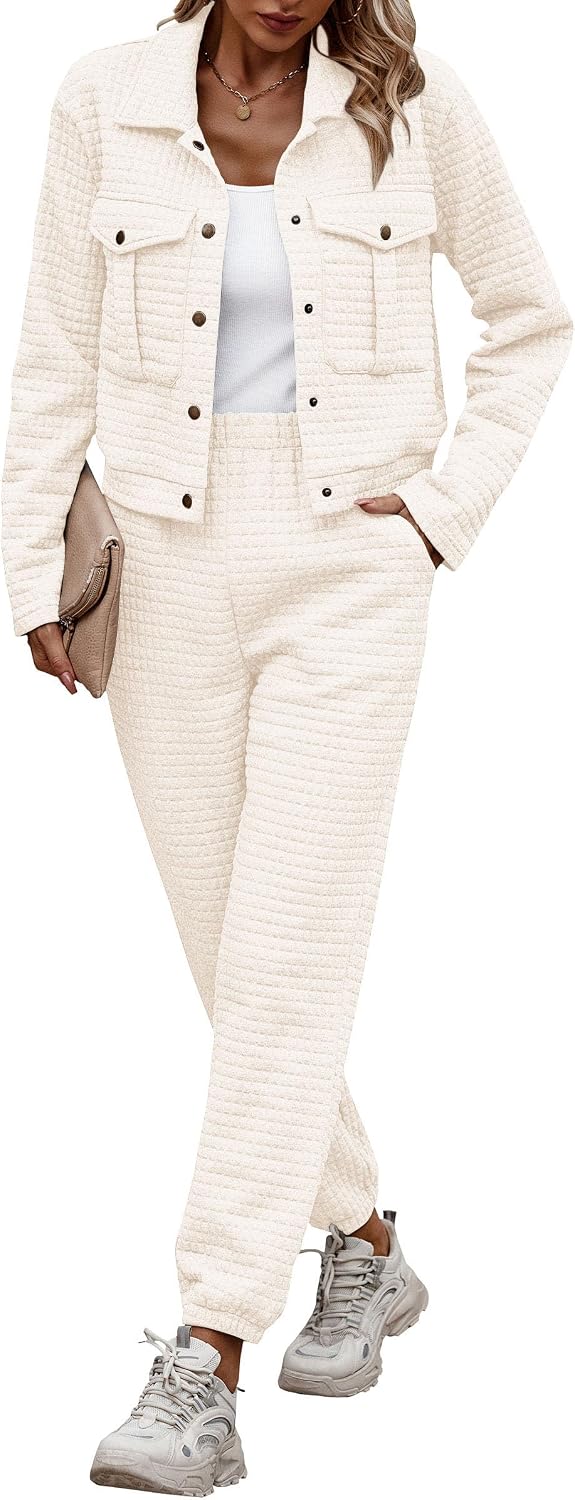 Detalle 2 de PRETTYGARDEN Womens Two Piece Sets fall shacket tracksuit