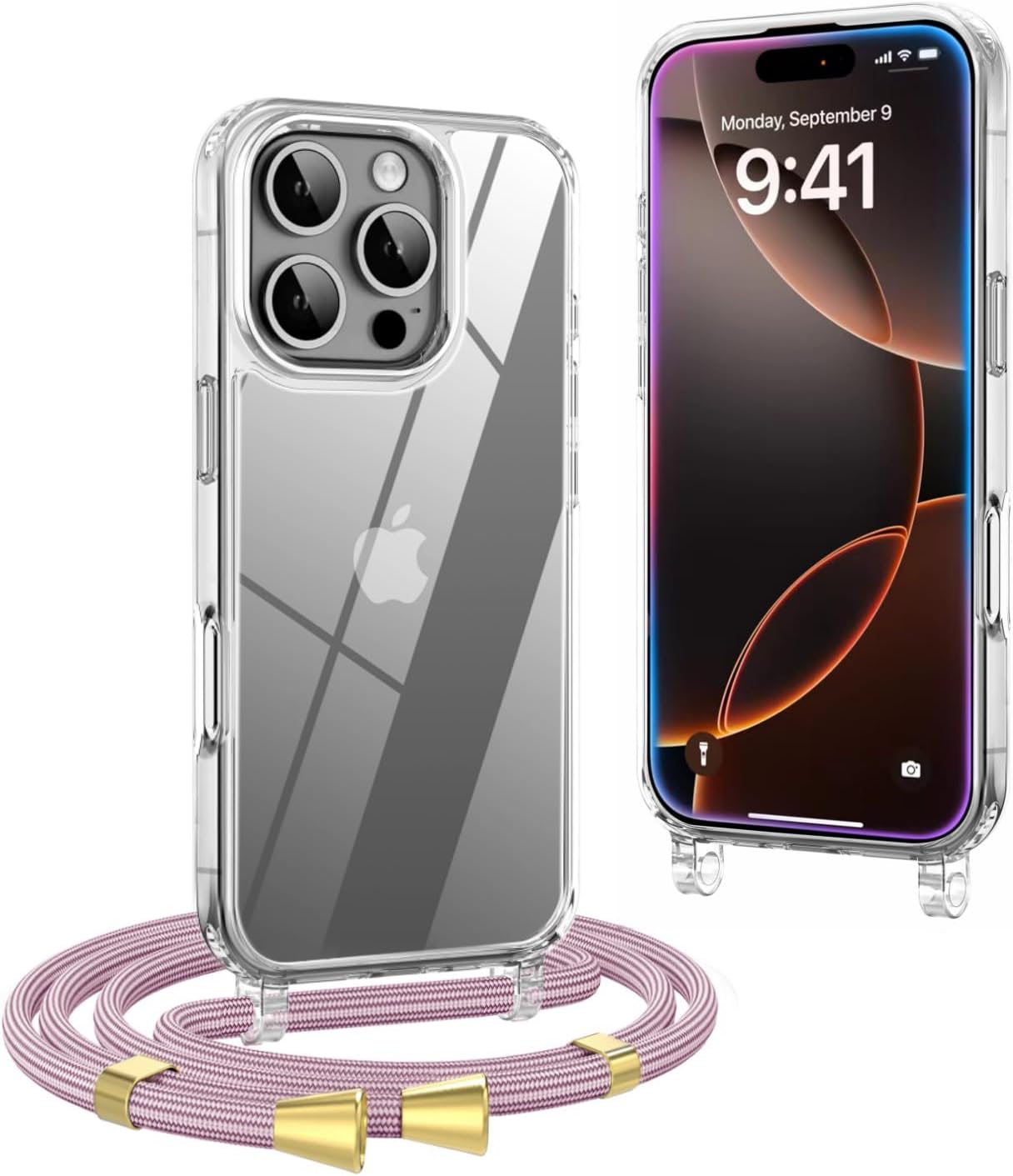 Thumbnail 6 de OLEPHY Cover trasparente con cordino per iPhone 15 Pro Max 6,7" con tracolla regolabile antiurto e anti-graffio, blu